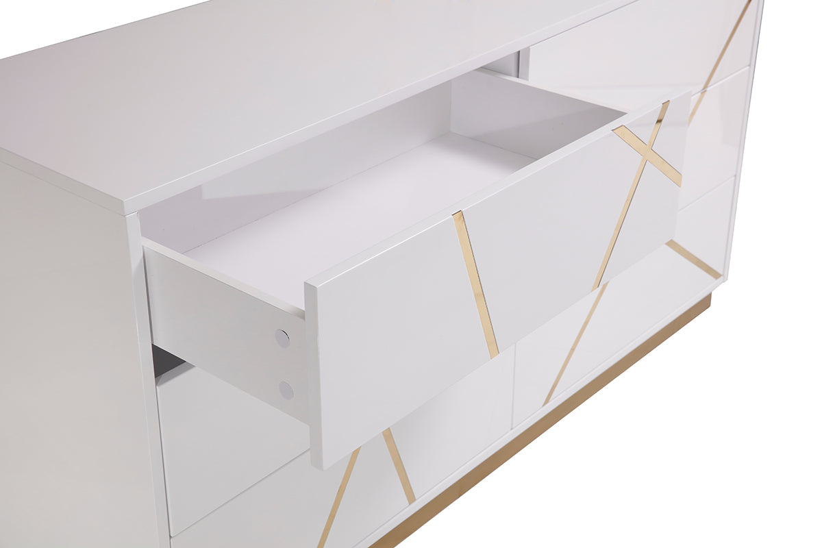 Modrest Nixa  Modern White & Gold Dresser