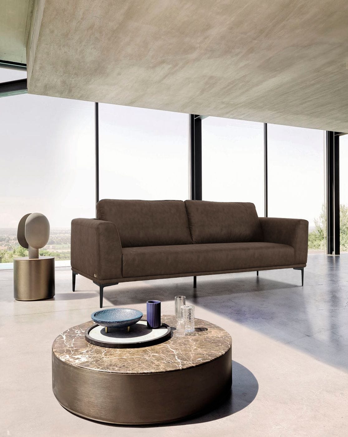 Divani Casa Jada - Modern Brown Fabric Sofa