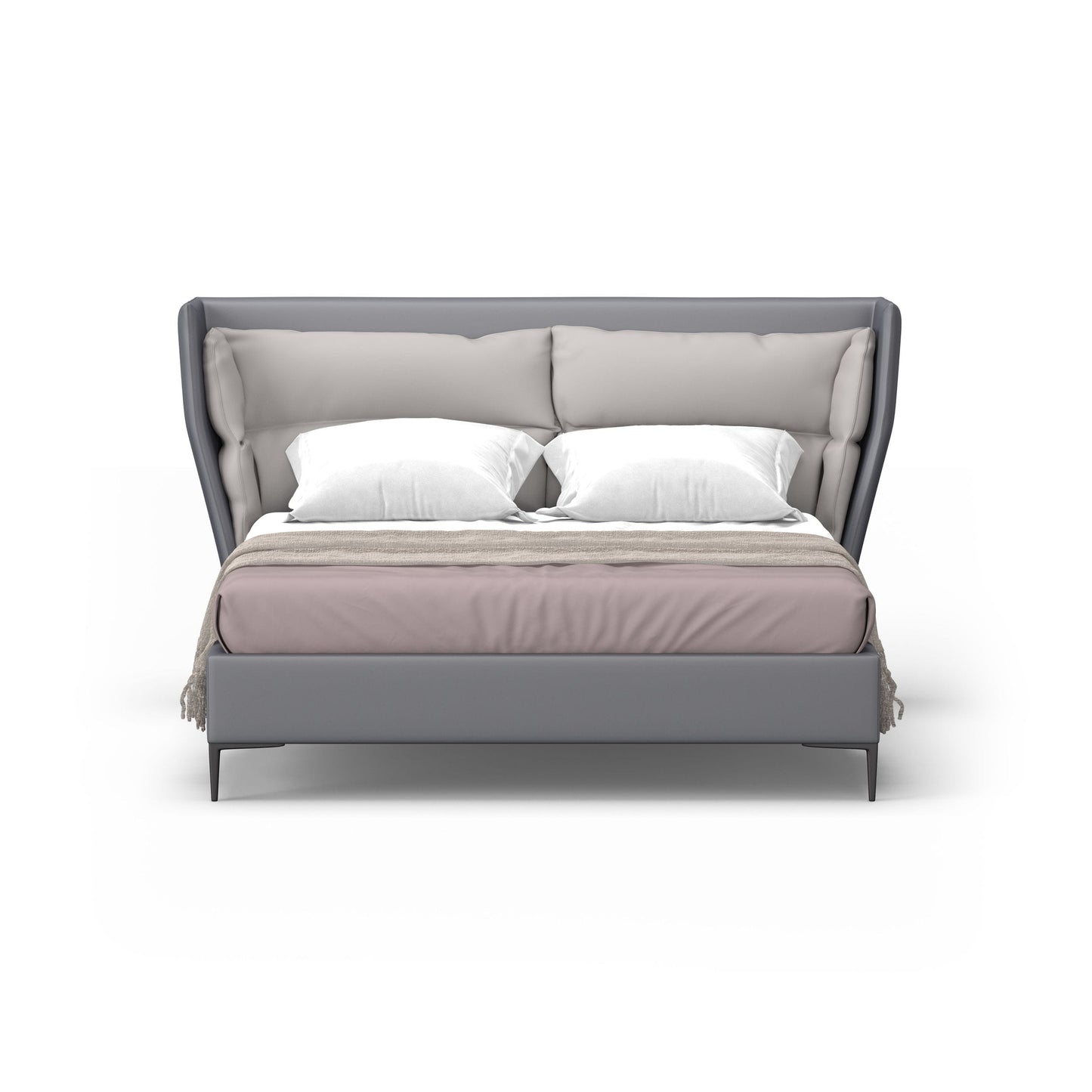 Modrest Jolene - Eastern King Dark & Light Grey Leatherette Bed