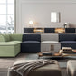 Divani Casa Polo - Modern Green + Blue + Grey Fabric Modular Sectional Sofa