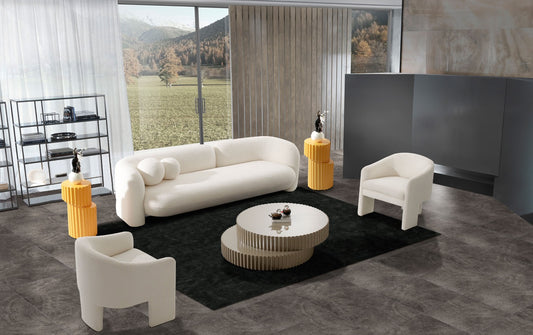 Modrest - Khan Modern 4-Seater Off White Fabric Sofa