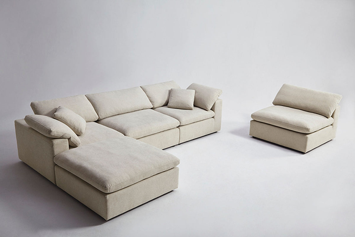 Divani Casa Kramer - Modern Modular Cream Fabric Sectional Sofa