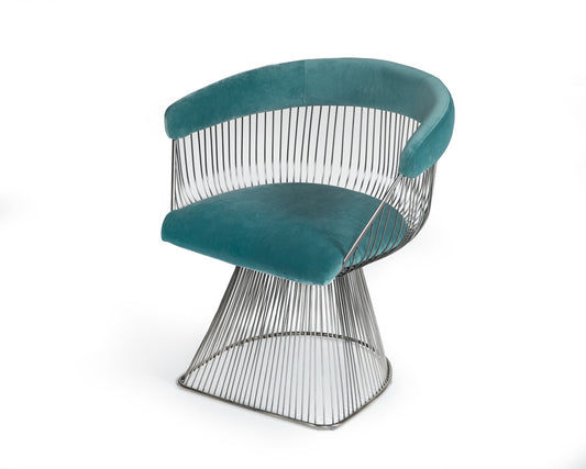 Modrest Lauren - Teal Velvet and Brushed Silver Dining Chair