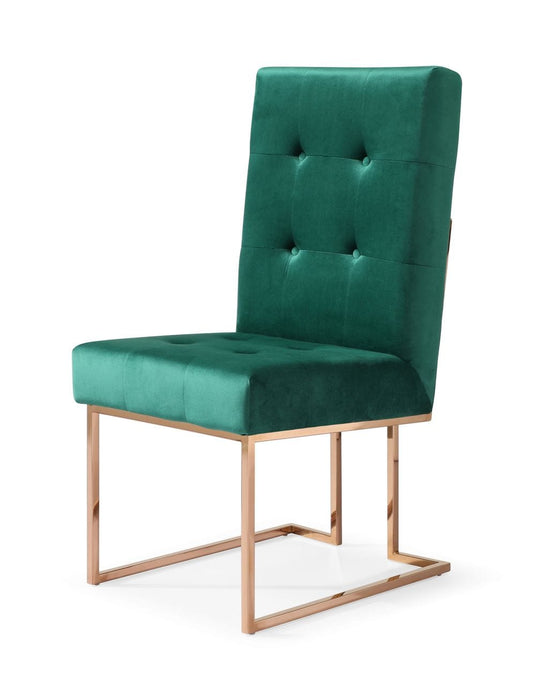 Modrest Legend Modern Green Velvet & Rosegold Dining Chair (Set of 2)