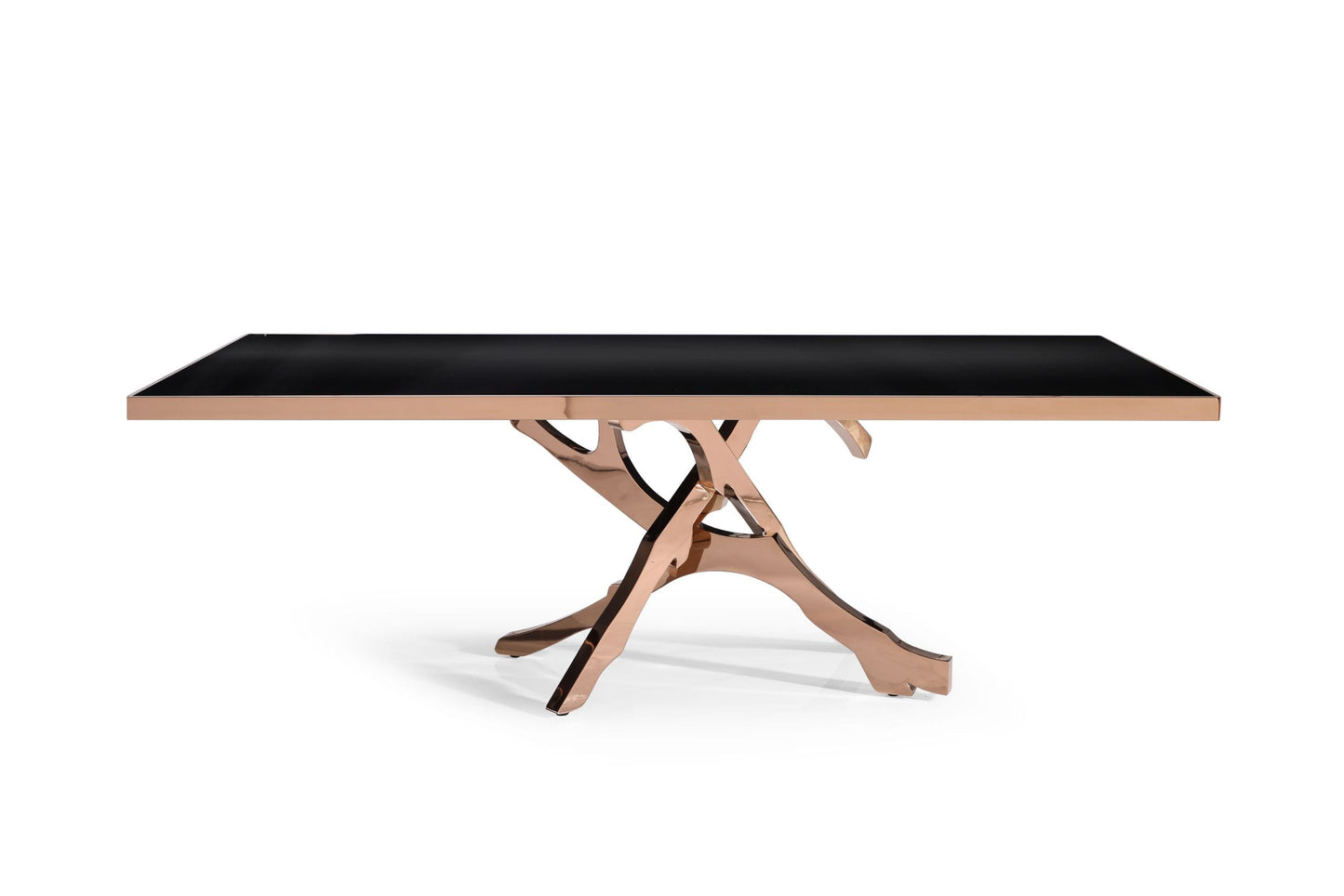 Modrest Legend - Modern Black Glass & Rosegold Dining Table