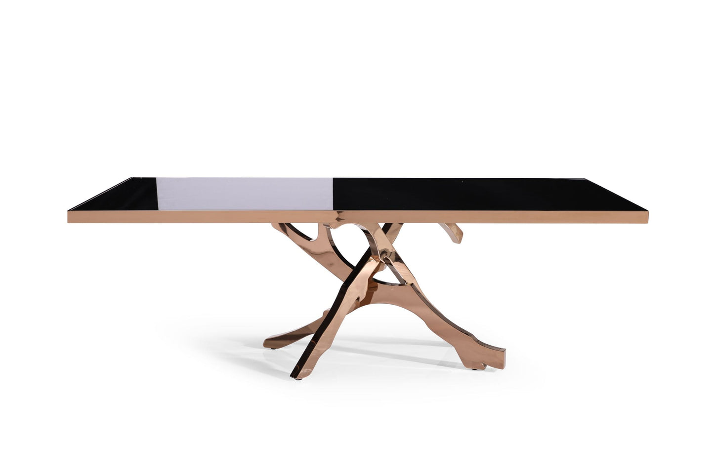 Modrest Legend - Modern Black Glass & Rosegold Dining Table