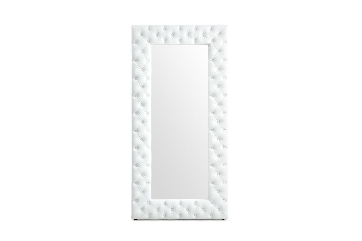 Modrest Legend - Modern White Bonded Leather Floor Mirror