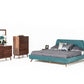 Modrest Lewis Mid-Century Modern Teal & Walnut Bed