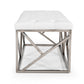 Modrest Lindsey Modern White Leatherette & Stainless Steel Bench
