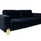 Divani Casa Lori - Modern Velvet Glam Black & Gold Sofa