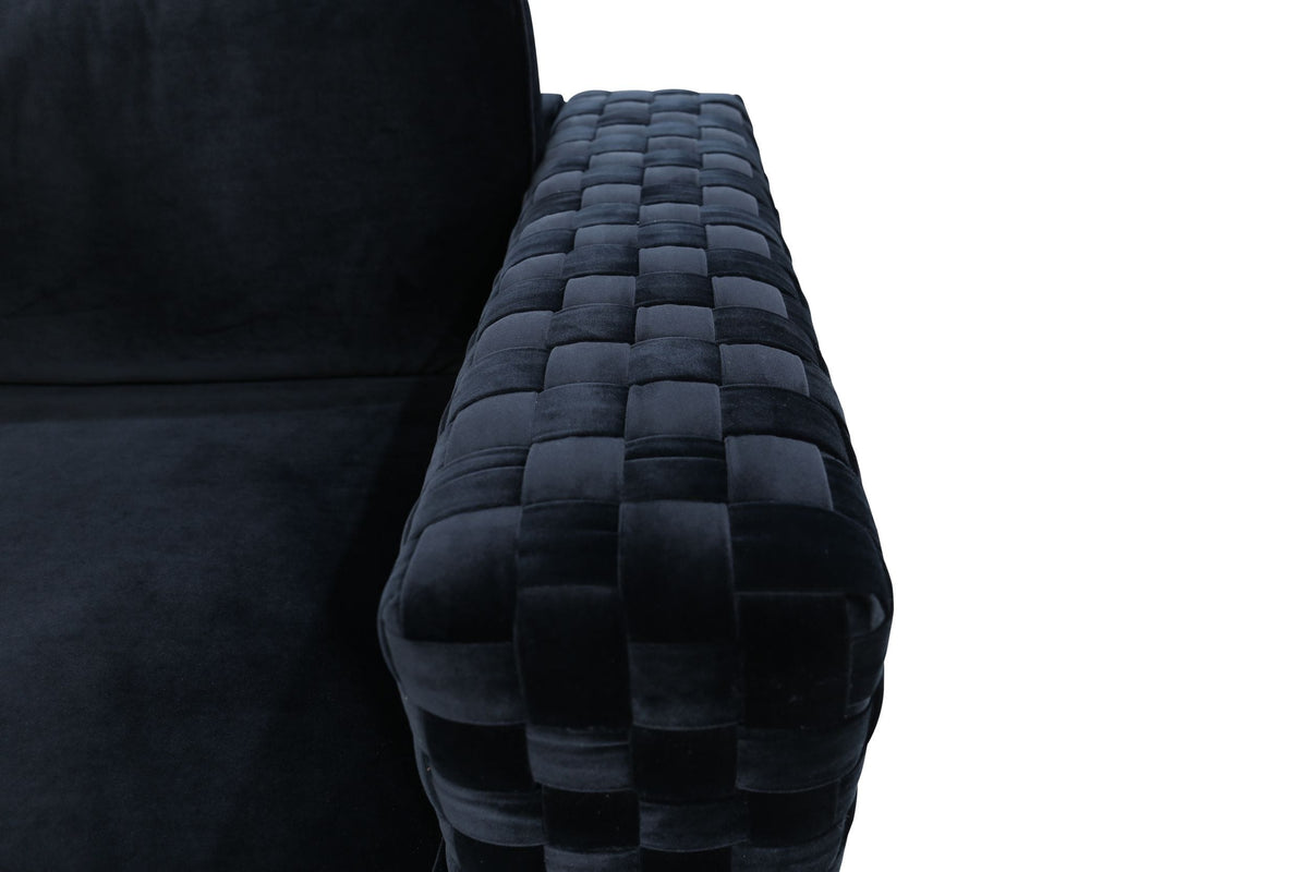 Divani Casa Lori - Modern Velvet Glam Black & Gold Sofa