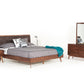 Modrest Marshall Mid-Century Modern Brown Fabric & Walnut Bed