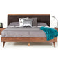 Modrest Marshall Mid-Century Modern Brown Fabric & Walnut Bed