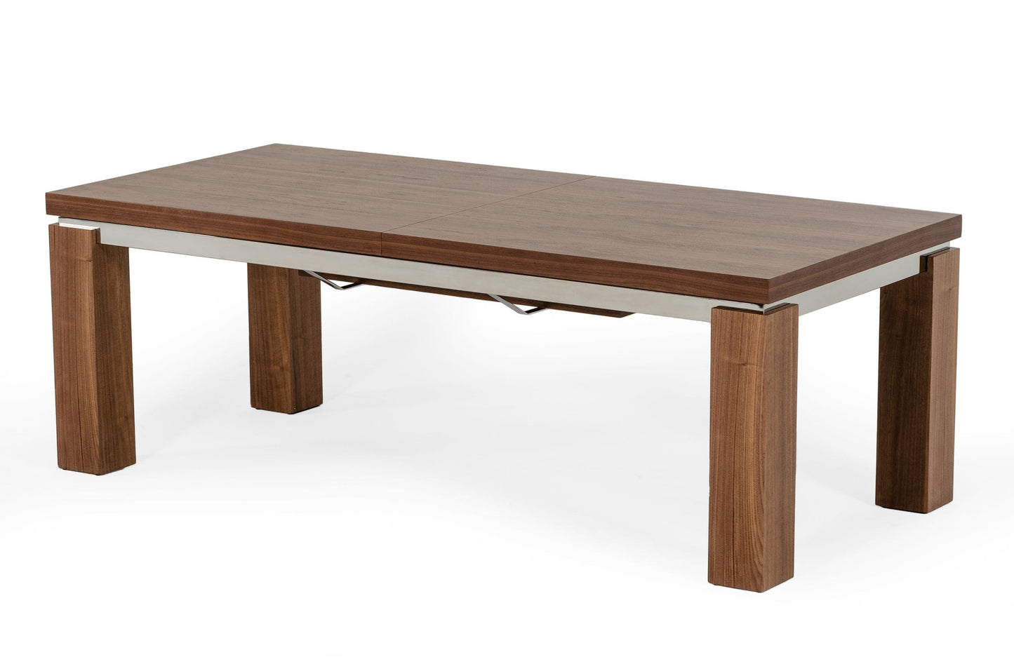 Modrest Maxi - Modern Walnut & Stainless Steel Dining Table