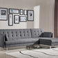 Divani Casa Lennox - Modern Grey Fabric Right Facing Sectional Sofa Bed
