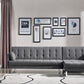 Divani Casa Lennox - Modern Grey Fabric Right Facing Sectional Sofa Bed
