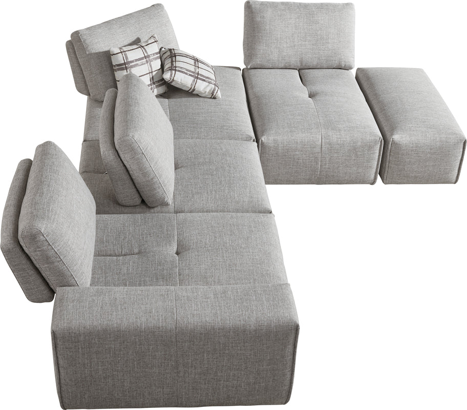 Divani Casa Platte - Modern Grey Fabric Modular Sectional Sofa
