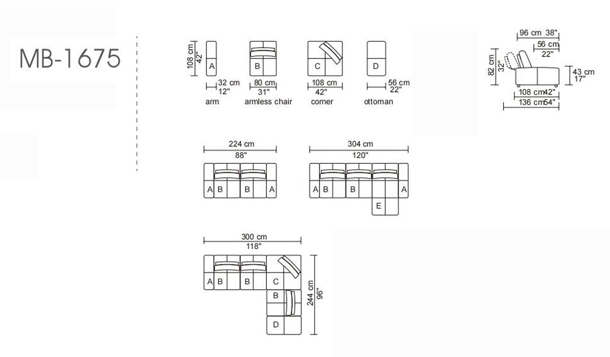 Divani Casa Platte - Modern Grey Fabric Modular Sectional Sofa