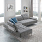 Divani Casa Nash - Modern Grey Fabric Sectional Sofa Adjustable Backrest