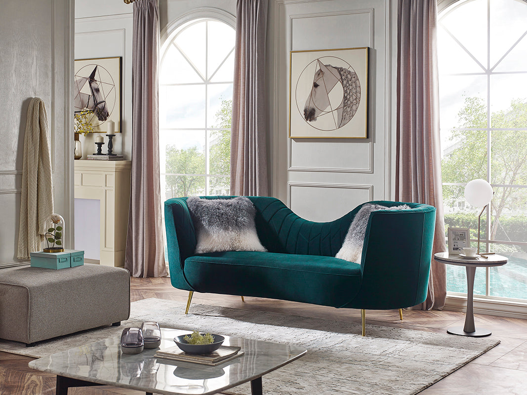 Divani Casa Loretta Modern Green Velvet Sofa