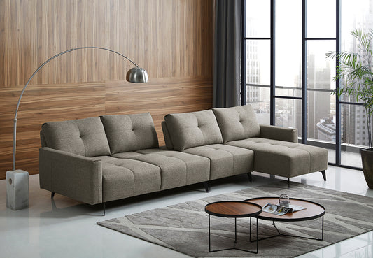 Divani Casa Kenton - Modern Grey Fabric Right Facing Sectional Sofa