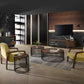 Modrest Bronson Modern Walnut & Black Round Coffee Table