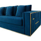Divani Casa Mobray - Glam Blue & Gold Fabric Sofa