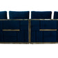 Divani Casa Mobray - Glam Blue & Gold Fabric Sofa