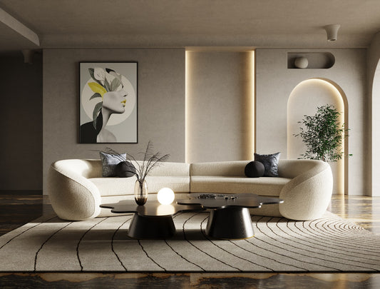 Modrest - Kilmer Modern Grey Curved Fabric Sectional Sofa