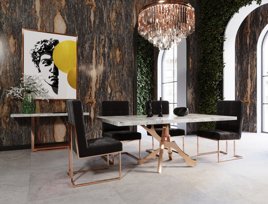 Modrest Legend - Modern White Marble & Rosegold Dining Table