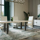 Modrest Lenny- Modern White High Gloss & Stainless Steel Gun Metal Dining Table