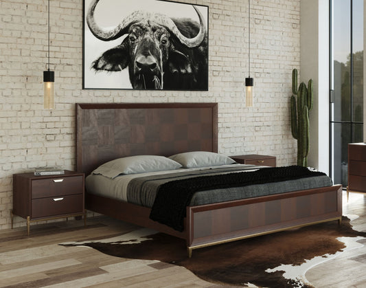 Modrest Shane - Modern Acacia & Brass Bed
