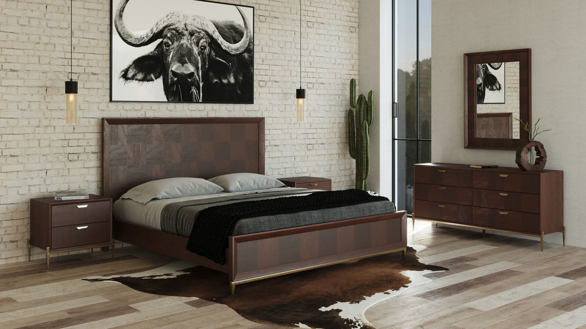 Modrest Shane - Modern Acacia & Brass Bed