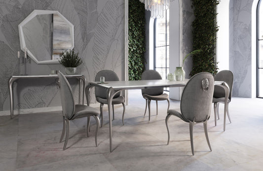 Modrest Vince - Modern Faux Marble & Stainless Steel Dining Table