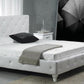 Modrest Monte Carlo - White Leatherette Modern Twin Bed with Crystals