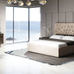 Modrest Moontide - Glam Beige Velvet and Brushed Brass Bed