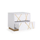 Modrest Nixa Modern Wide White and Gold Nightstand