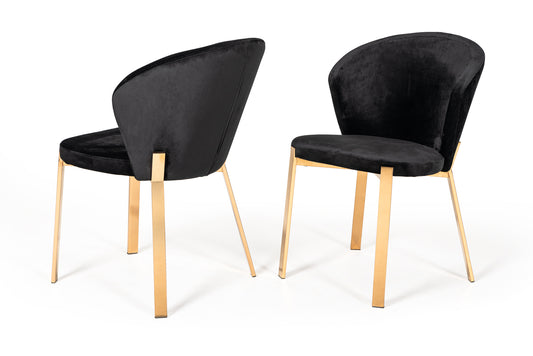Modrest Nadia Modern Black Velvet & Rosegold Dining Chair (Set of 2)