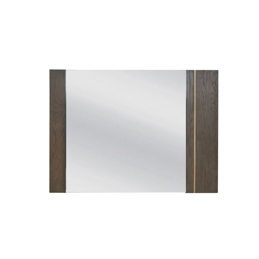 Modrest Novak Modern Dark Oak & Antique Brass Mirror