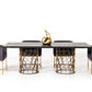 Modrest Natalie Modern Black Acacia & Antique Brass Dining Table