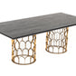 Modrest Natalie Modern Black Acacia & Antique Brass Dining Table