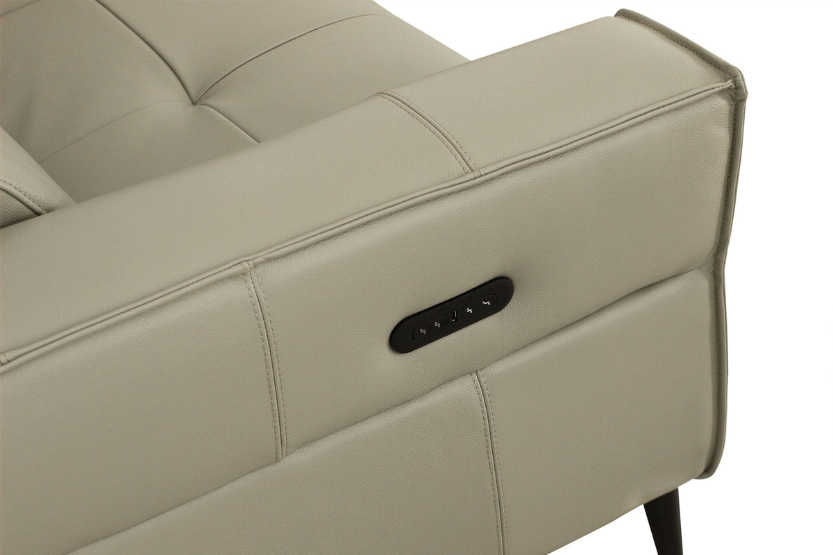 Divani Casa Nella - Modern Light Grey Leather Loveseat w/ Electric Recliners