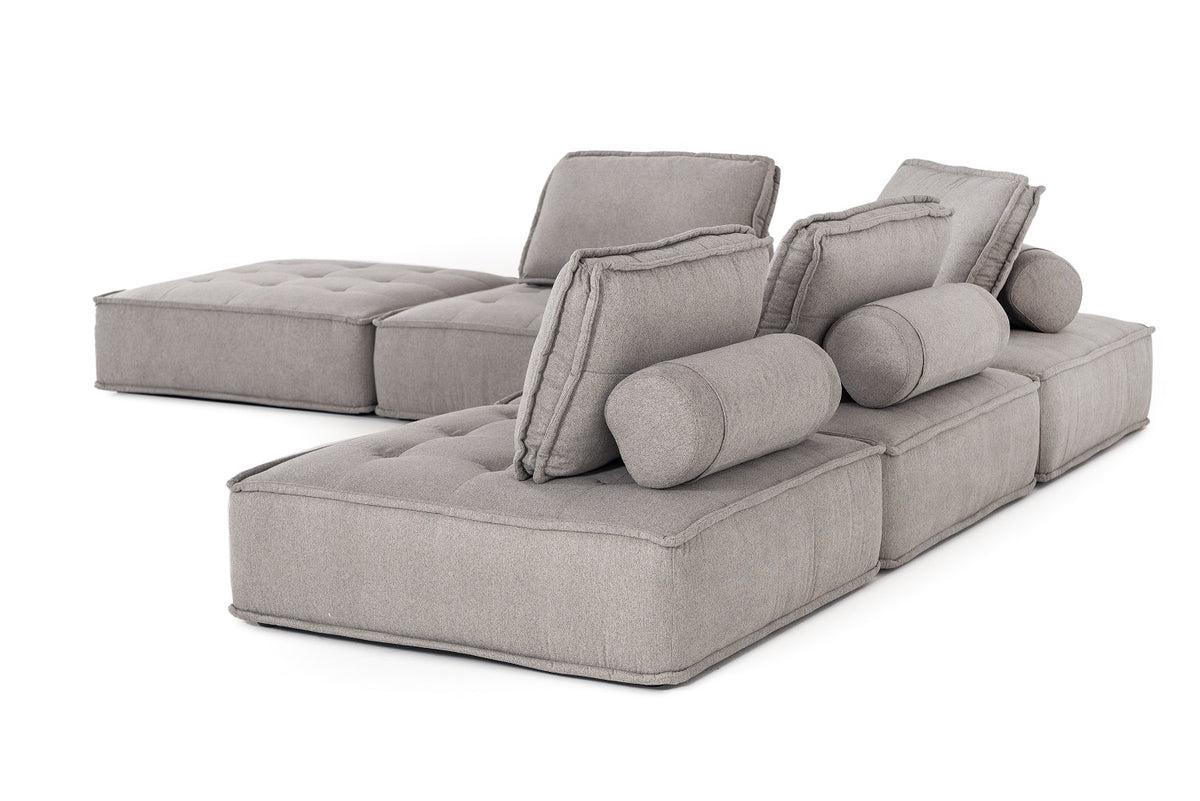 Divani Casa Nolden - Modern Grey Fabric Modular Sectional Sofa