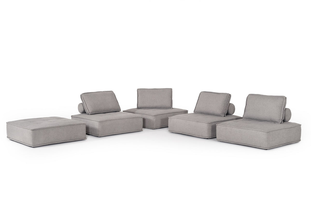 Divani Casa Nolden - Modern Grey Fabric Modular Sectional Sofa
