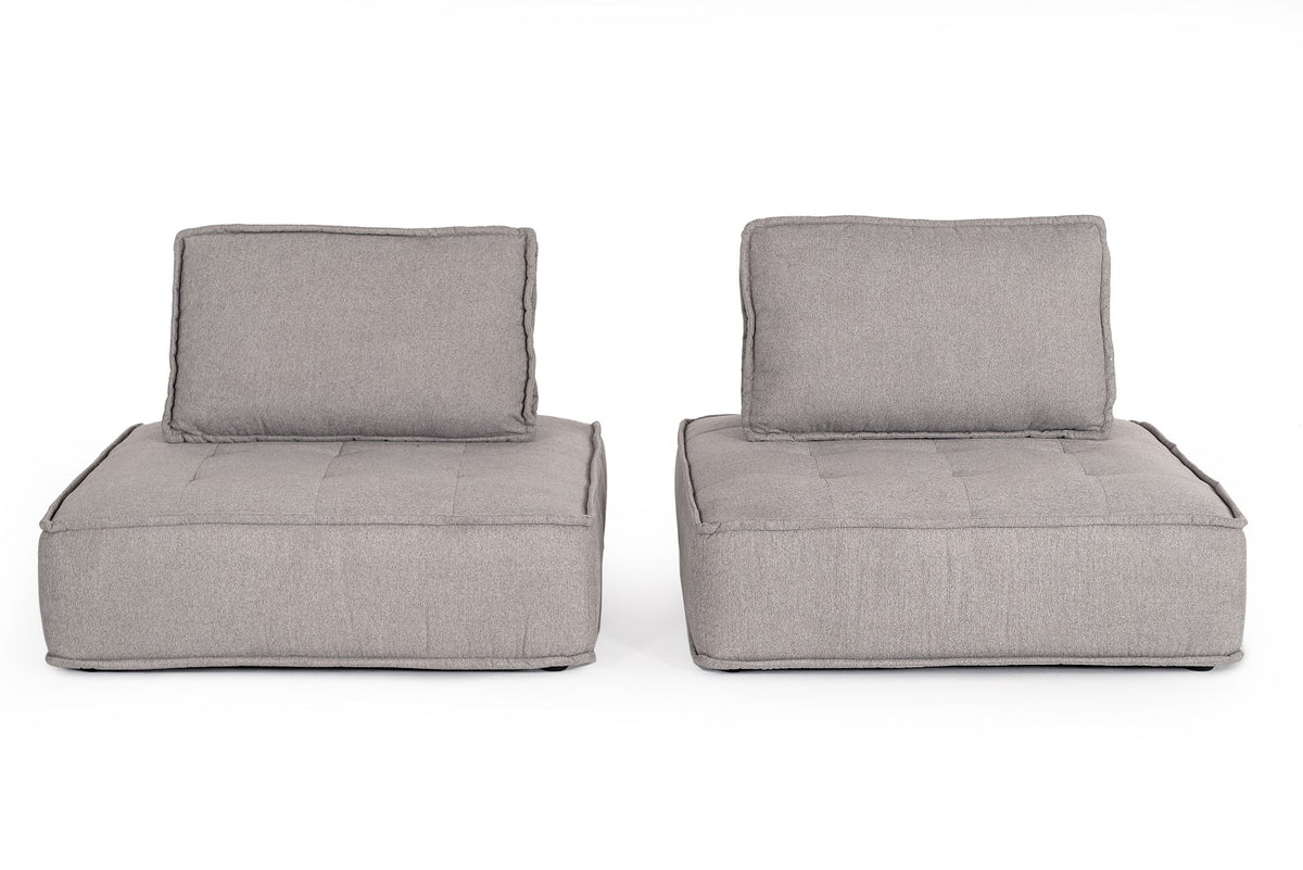 Divani Casa Nolden - Modern Grey Fabric Modular Sectional Sofa