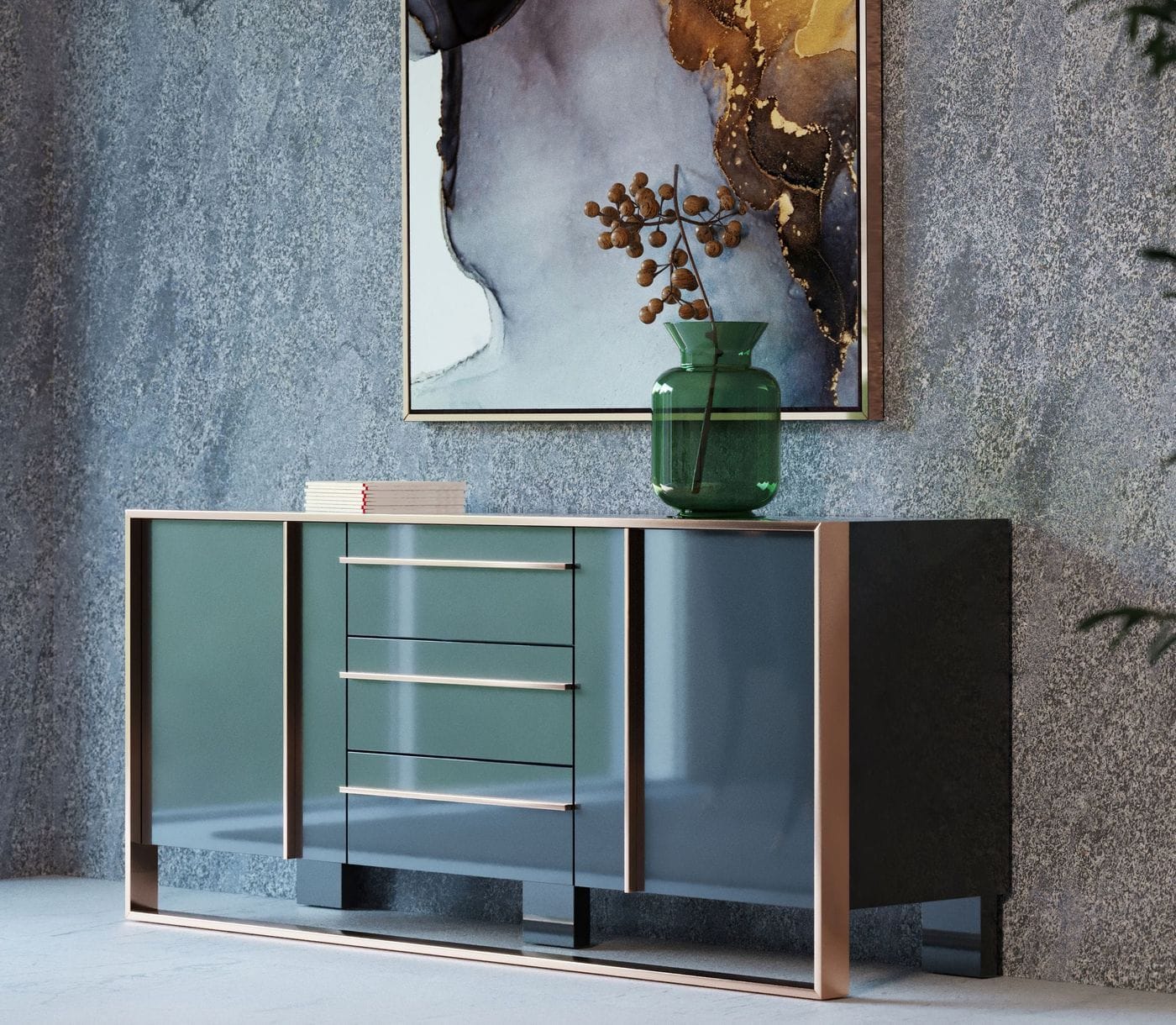 Nova Domus Cartier Modern Black & Rosegold Buffet