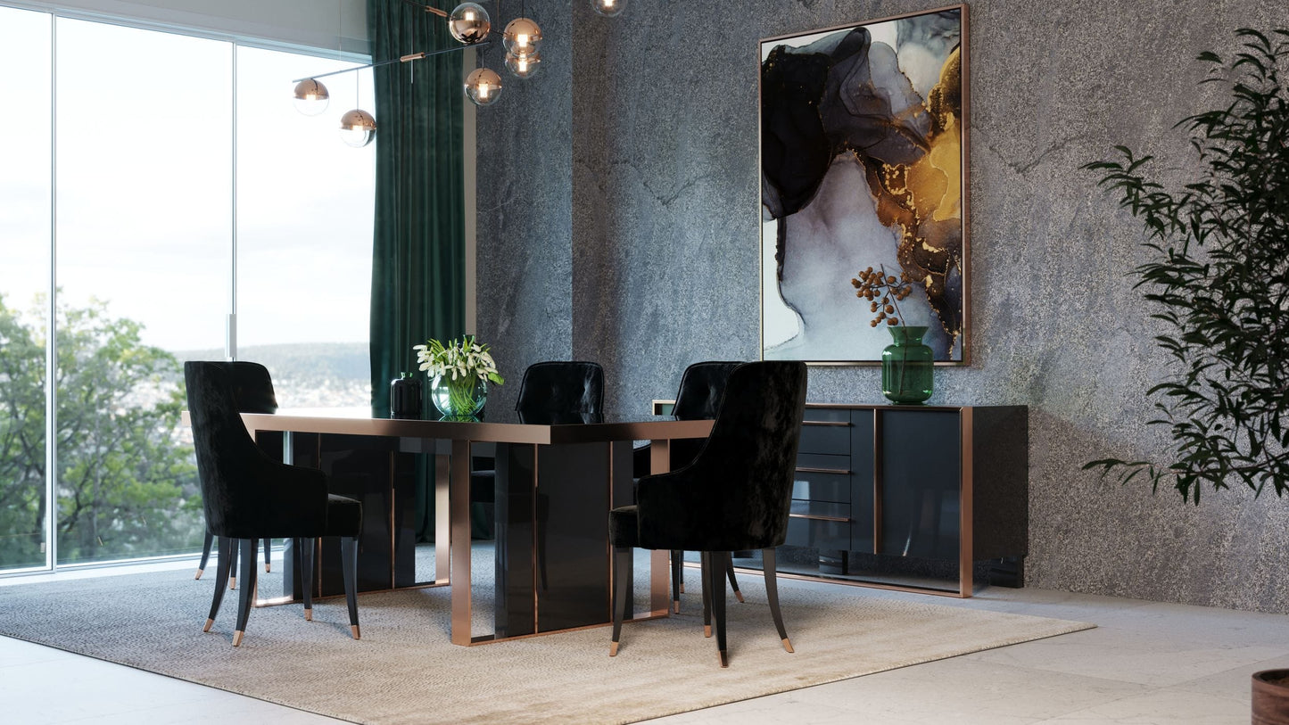Nova Domus Cartier Modern Black & Rosegold Dining Table