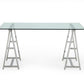Modrest Ostro - Modern Stainless Steel + Glass Desk