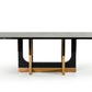 A&X Padua Modern Large Black Crocodile & Rosegold Dining Table