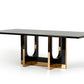 A&X Padua Modern Large Black Crocodile & Rosegold Dining Table
